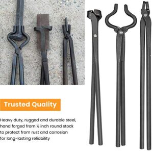 Knife Making Tongs Set Blacksmith Bladesmith Knife Tong Anvil Vise Forge (3 Tongs)