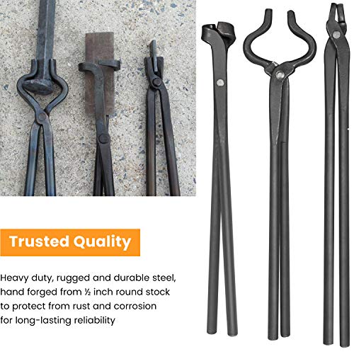 Knife Making Tongs Set Blacksmith Bladesmith Knife Tong Anvil Vise Forge (3 Tongs)