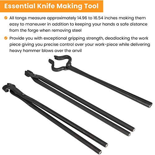 Knife Making Tongs Set Blacksmith Bladesmith Knife Tong Anvil Vise Forge (3 Tongs)