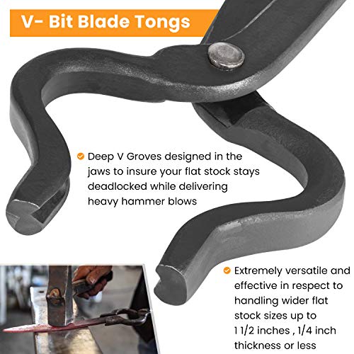 Knife Making Tongs Set Blacksmith Bladesmith Knife Tong Anvil Vise Forge (3 Tongs)