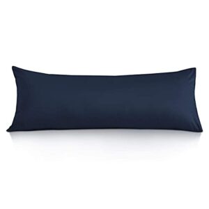 leeden body pillow cover, 100% cotton, 800 thread count, soft breathable long pillow case, envelope closure (navy blue,21"x 54")
