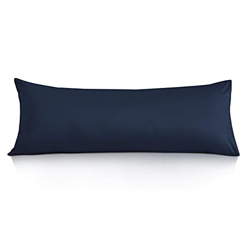 Leeden Body Pillow Cover, 100% Cotton, 800 Thread Count, Soft Breathable Long Pillow Case, Envelope Closure (Navy Blue,21"x 54")