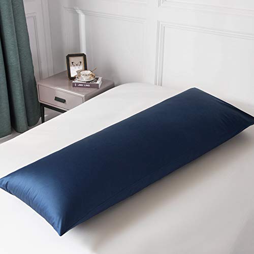 Leeden Body Pillow Cover, 100% Cotton, 800 Thread Count, Soft Breathable Long Pillow Case, Envelope Closure (Navy Blue,21"x 54")