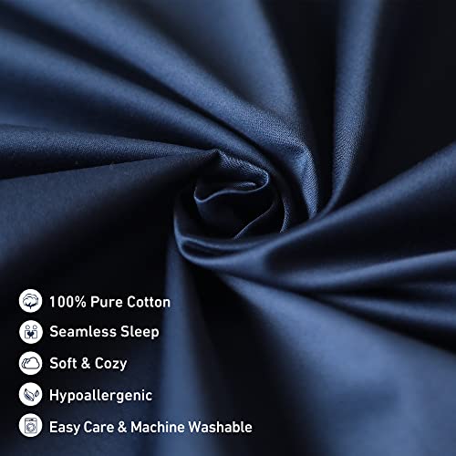 Leeden Body Pillow Cover, 100% Cotton, 800 Thread Count, Soft Breathable Long Pillow Case, Envelope Closure (Navy Blue,21"x 54")