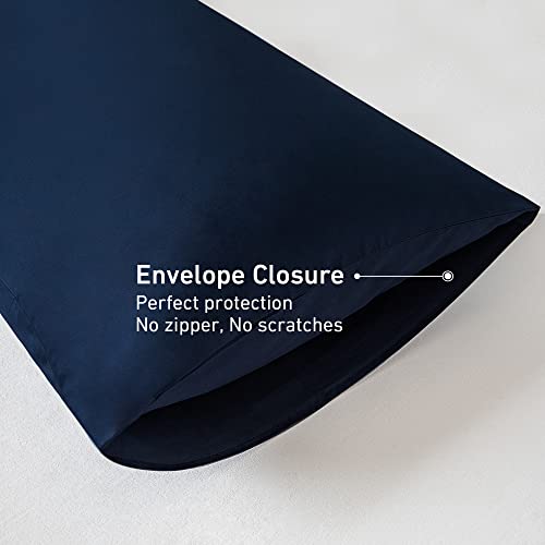 Leeden Body Pillow Cover, 100% Cotton, 800 Thread Count, Soft Breathable Long Pillow Case, Envelope Closure (Navy Blue,21"x 54")