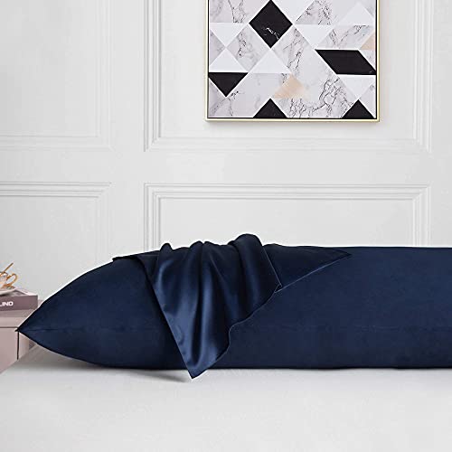 Leeden Body Pillow Cover, 100% Cotton, 800 Thread Count, Soft Breathable Long Pillow Case, Envelope Closure (Navy Blue,21"x 54")