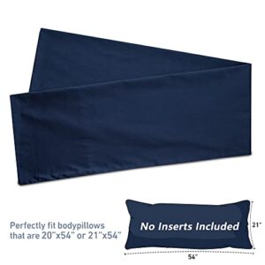 Leeden Body Pillow Cover, 100% Cotton, 800 Thread Count, Soft Breathable Long Pillow Case, Envelope Closure (Navy Blue,21"x 54")