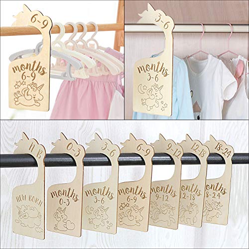 Unicorn Baby Closet Divider,NB to 24 Months 7 Sets of Wood Baby Cloth Organizer by Age and Size Nursery Infant Wardrobe Divider Gift for Newborn Baby Shower (Cartoon)