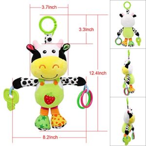 MARUMINE Baby Car Seat Toys with 24 Music and Teether (Cow)
