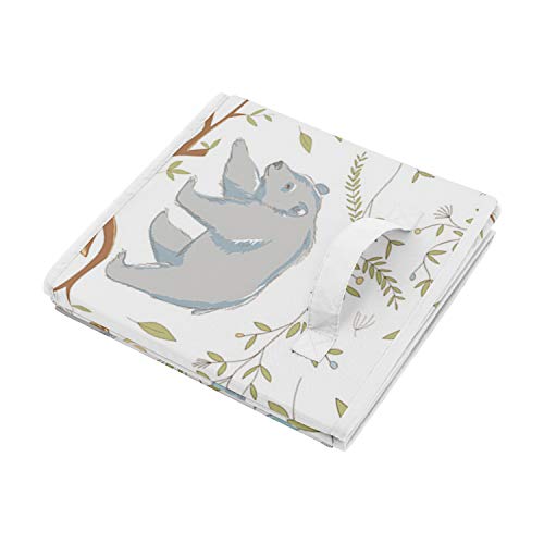 Sweet Jojo Designs Woodland Animal Toile Boy or Girl Small Fabric Toy Bin Storage Box Chest For Baby Nursery or Kids Room - Grey, Green and Brown Bear Deer Fox