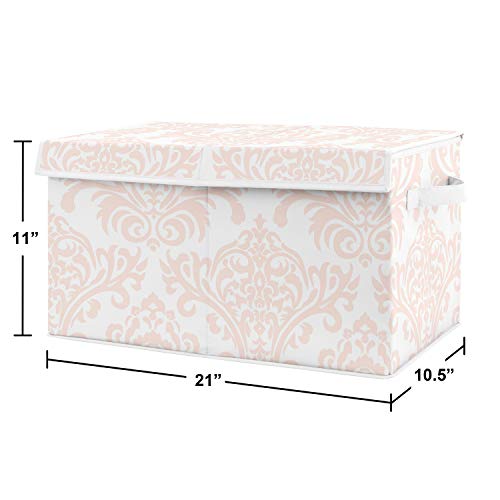 Sweet Jojo Designs Blush Pink and White Damask Girl Small Fabric Toy Bin Storage Box Chest For Baby Nursery or Kids Room - for the Amelia Collection