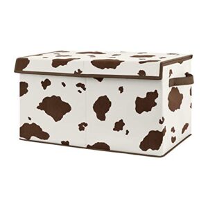 sweet jojo designs wild west cow print boy small fabric toy bin storage box chest for baby nursery or kids room - brown and cream western southern country animal