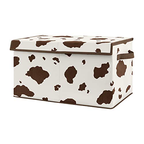 Sweet Jojo Designs Wild West Cow Print Boy Small Fabric Toy Bin Storage Box Chest For Baby Nursery or Kids Room - Brown and Cream Western Southern Country Animal