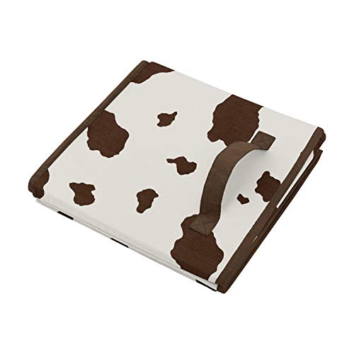 Sweet Jojo Designs Wild West Cow Print Boy Small Fabric Toy Bin Storage Box Chest For Baby Nursery or Kids Room - Brown and Cream Western Southern Country Animal