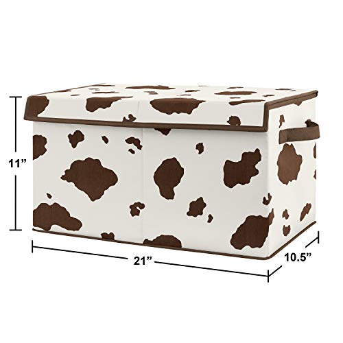 Sweet Jojo Designs Wild West Cow Print Boy Small Fabric Toy Bin Storage Box Chest For Baby Nursery or Kids Room - Brown and Cream Western Southern Country Animal