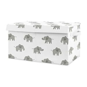 sweet jojo designs grey and white elephant boy or girl small fabric toy bin storage box chest for baby nursery or kids room - gray watercolor safari jungle animal