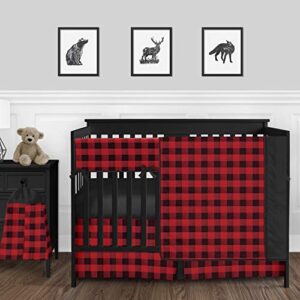 Sweet Jojo Designs Red and Black Buffalo Plaid Check Boy Small Fabric Toy Bin Storage Box Chest For Baby Nursery or Kids Room - Woodland Rustic Country Farmhouse Lumberjack Check