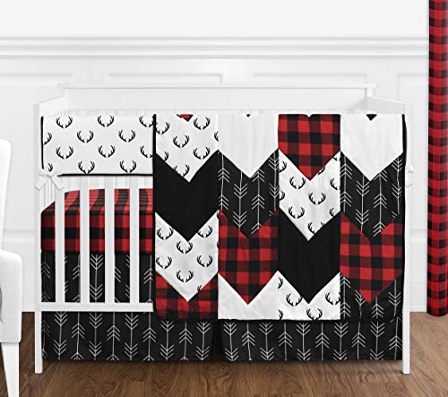 Sweet Jojo Designs Red and Black Buffalo Plaid Check Boy Small Fabric Toy Bin Storage Box Chest For Baby Nursery or Kids Room - Woodland Rustic Country Farmhouse Lumberjack Check