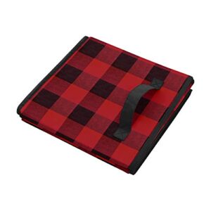 Sweet Jojo Designs Red and Black Buffalo Plaid Check Boy Small Fabric Toy Bin Storage Box Chest For Baby Nursery or Kids Room - Woodland Rustic Country Farmhouse Lumberjack Check