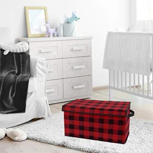 Sweet Jojo Designs Red and Black Buffalo Plaid Check Boy Small Fabric Toy Bin Storage Box Chest For Baby Nursery or Kids Room - Woodland Rustic Country Farmhouse Lumberjack Check