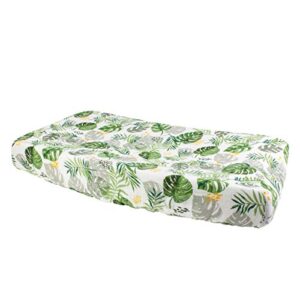 bebe au lait rainforest muslin changing pad cover, green, one size