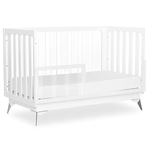 Evolur Acrylic Millennium 4 in 1 Convertible Crib Toddler Rail I Easily Coverts to Toddler Bed & I Acrylic Slats, 702AC-W