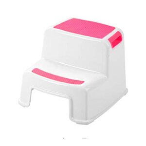 2 step stool for kids(1 pack, drak pink) - toddler step stools for toilet potty training, bathroom and kitchen - slip resistant soft grip for safety, stackable