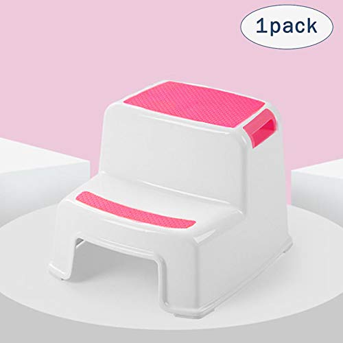 2 Step Stool for Kids(1 Pack, Drak Pink) - Toddler Step Stools for Toilet Potty Training, Bathroom and Kitchen - Slip Resistant Soft Grip for Safety, Stackable