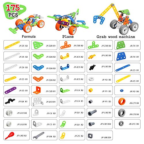 MOONTOY 175 Pieces Building Blocks STEM Toys for 4 5 6 7 8+ Year Old Boys Erector Sets Kits Building Toys for Kids Age 4-8 6-8 5-7 8-10 Creative Learning Game Engineering Stem Projects Activities Gift