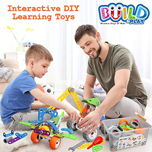 MOONTOY 175 Pieces Building Blocks STEM Toys for 4 5 6 7 8+ Year Old Boys Erector Sets Kits Building Toys for Kids Age 4-8 6-8 5-7 8-10 Creative Learning Game Engineering Stem Projects Activities Gift