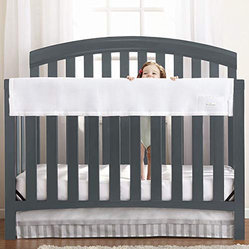 BreathableBaby Breathable Mesh Crib RailGuard Teething Cover — White — 51” Long Panel (1) — Fits Most Full-Size Cribs (Does Not Fit Mini Cribs) — Use with Coordinating Short Panels for Extra Coverage