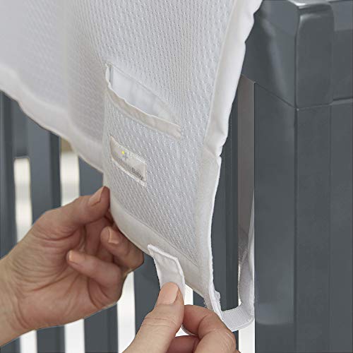 BreathableBaby Breathable Mesh Crib RailGuard Teething Cover — White — 51” Long Panel (1) — Fits Most Full-Size Cribs (Does Not Fit Mini Cribs) — Use with Coordinating Short Panels for Extra Coverage