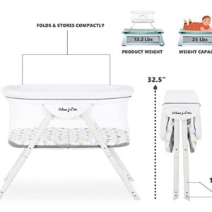 Dream On Me Poppy Traveler Portable Bassinet in White and Grey, Lightweight, Spacious and Convenient Mesh Design, JPMA Certified, Easy to Clean and Fold Baby Bassinet - Carry Bag Included