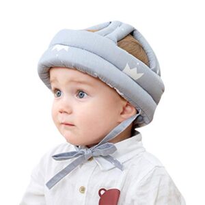 cute baby safety helmet toddler head protection adjustable baby bumper hat head cushion helmet bumper bonnet gray