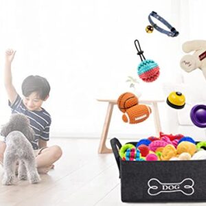 Geyecete basket dog toys Storage Bins with Handle,Decorative Basket Rectangular Soft felt dog toy box Organizer Basket Pet supplies-Dark Gray