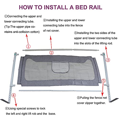 Lsbod Bed Rail for Toddlers,Baby Bed Rail Guard for Kids,Safety Side Bedrail for Twin,Double,Full,Queen,King Size Bed(1side 79" Lx27 H)