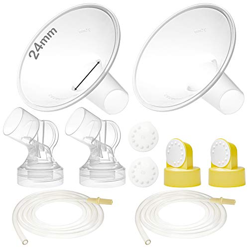 Nenesupply Pump Parts with 24mm Flanges Compatible with Medela Pump in Style Parts Accessories Breast Pump Not Original Medela Pump Parts Incl. 24mm Flange Breastshield Connector Valve Membrane Tubing