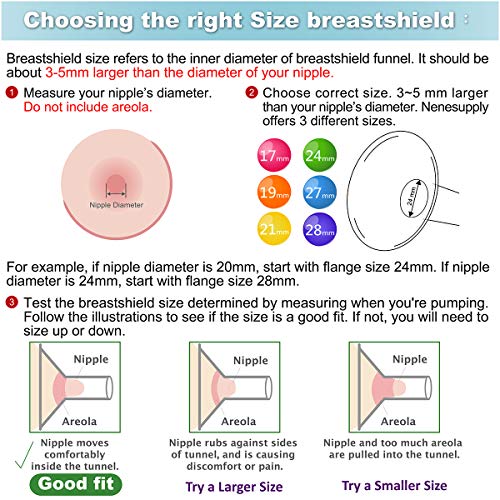 Nenesupply Pump Parts with 24mm Flanges Compatible with Medela Pump in Style Parts Accessories Breast Pump Not Original Medela Pump Parts Incl. 24mm Flange Breastshield Connector Valve Membrane Tubing