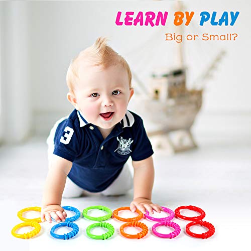 HAHA Baby Link-to-Go Connecting Rings Toy Hanging Stroller Car Seat Crib Playmat Attach Toys Infant Newborn Boy Girl Clip On Early Education Learning Travel Accessory Set