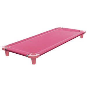 acrimet premium stackable nap cot (stainless steel tubes) (pink cot - pink feet) (1 unit)