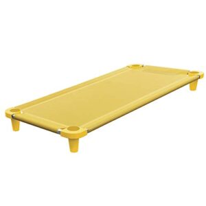 acrimet premium stackable nap cot (stainless steel tubes) (yellow cot - yellow feet) (1 unit)