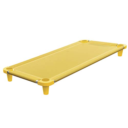 Acrimet Premium Stackable Nap Cot (Stainless Steel Tubes) (Yellow Cot - Yellow Feet) (1 Unit)