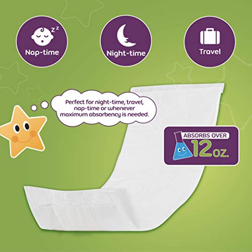 Inspire Dimples Booster Pads, Baby Diaper Doubler with Adhesive - 1 Size Fits All Diapers - Boosts Diaper Absorbency - No More leaks 60 Count (with Adhesive for Secure Fit)