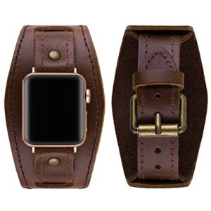 vikoros cuff bracelet compatible with apple watch band ultra iwatch series 8 7 6 5 4 3 2 1 se 49mm 45mm 44mm 42mm 38mm 40mm 41mm, men's vintage western dressy designer leather strap