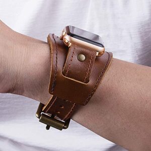 VIKOROS Cuff Bracelet Compatible with Apple Watch Band Ultra iWatch Series 8 7 6 5 4 3 2 1 SE 49MM 45MM 44MM 42MM 38MM 40MM 41MM, Men's Vintage Western Dressy Designer Leather Strap