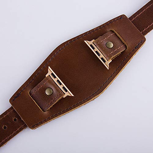 VIKOROS Cuff Bracelet Compatible with Apple Watch Band Ultra iWatch Series 8 7 6 5 4 3 2 1 SE 49MM 45MM 44MM 42MM 38MM 40MM 41MM, Men's Vintage Western Dressy Designer Leather Strap