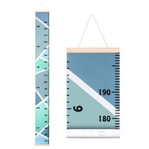 growth charts for kids, harebe removable canvas wall hanging growth height chart for home decoration, ruler wall decor for kids, child boy girl - macaron blue