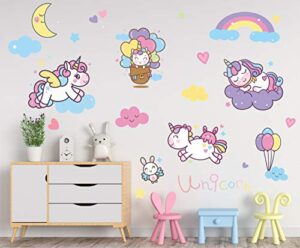 unicorn bedroom decor for girls: unicorn decals for baby room, girls bedroom and nursery wall decor, unicorn wall decals decoration for kids and toddlers room.