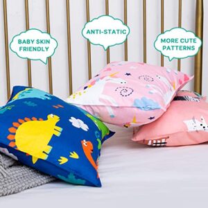 Toddler Pillow with Organic Cotton Pillowcase Set 14x19, Pink Unicorn Kids Pillows for Sleeping, Girls Breathable Pillow with Pillow Cover for Kids Sleeping, Machine Washable