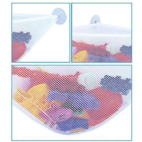 Bath Toy Storage Bath Toy Holder With 3 Strong Suction Cups - Bathtub Toys Net Holder Organizer - Corner Shower Caddy Bag For Kids And Toddlers - Bathroom Hanging Mesh Basket For Baby Boys And Girls